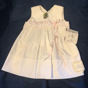 VINTAGE 1970s Nanouchka White + Pink Baby Dress Size M SAKS 5th AVENUE New w/tag